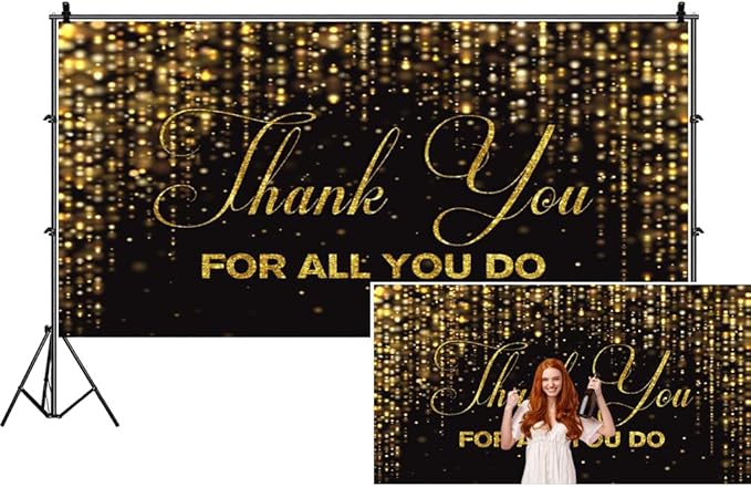15x8ft Thank You for All You Do Backdrop Black Gold Congratulations Graduates Background Be Thankful to The Teacher Doctor Staff We Appreciate You Decor Banner Backdrop for Senior Year Party