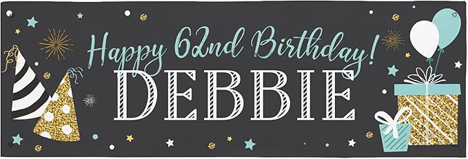Let's Make Memories Personalized Happy Birthday Banner - Choose Any Year - 40th 50th 60th 75th - Party Decorations - Custom Indoor/Outdoor Vinyl Banner - Any Message - Chalkboard Celebration - 6ft