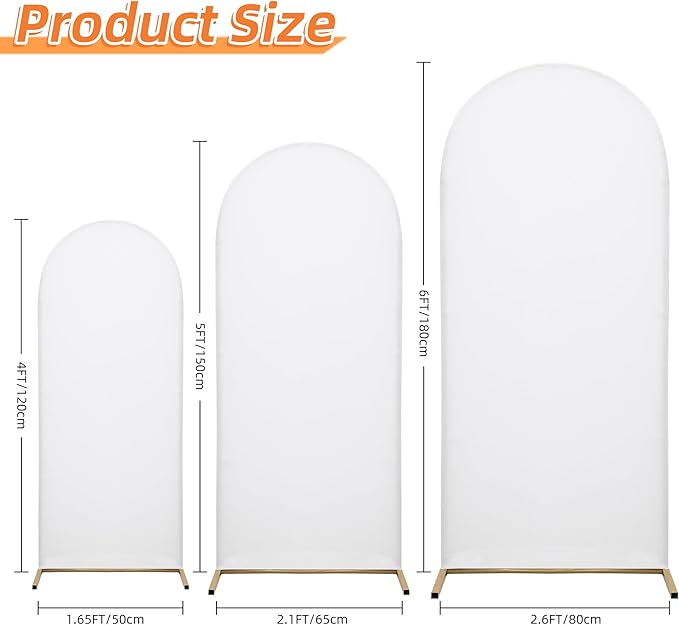 Title: SUKAIKEQA Small Arch Cover Trio – 6FT, 5FT & 4FT Stretch Backdrop Set for Intimate Events, Baby Showers & Photo Nooks – Mini Arch Decor Bundle