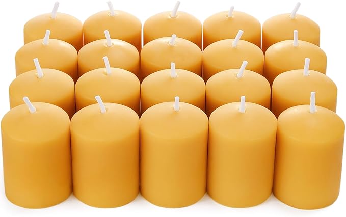 Beeswax Votive Candles-20 Pack Natural Small Votives Set for Home Room Decor Party Wedding Spa Gift