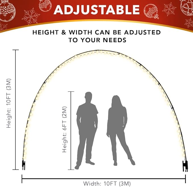 3 Pack Light Arch, for Holiday Christmas Wedding, Outdoor Decoration, Simple & Easy Assembly, Customizable & Reusable, Doorway Pathway Yard Backdrop Decor (Light Arch, 2)
