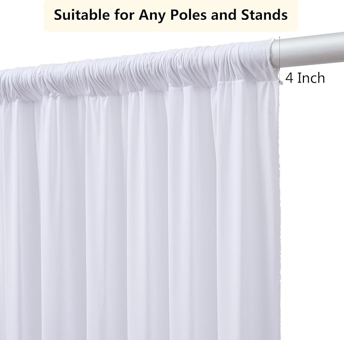 50ftx8ft White Wrinkle Free Backdrop Curtains for Parties, 10 Panels 5×8ft Silky Soft Polyester Wedding Drapes for Backdrop Decor Birthday Party Baby Shower Photo Photography Background Curtain