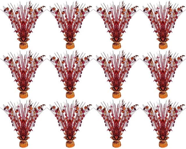 PMU 12Pc Thanksgiving Bursting Party Decoration for Autumn Harvest Seasonal Event, Fall Maple Leaves Table Centerpiece Metallic Foil Spray Centerpieces 15in