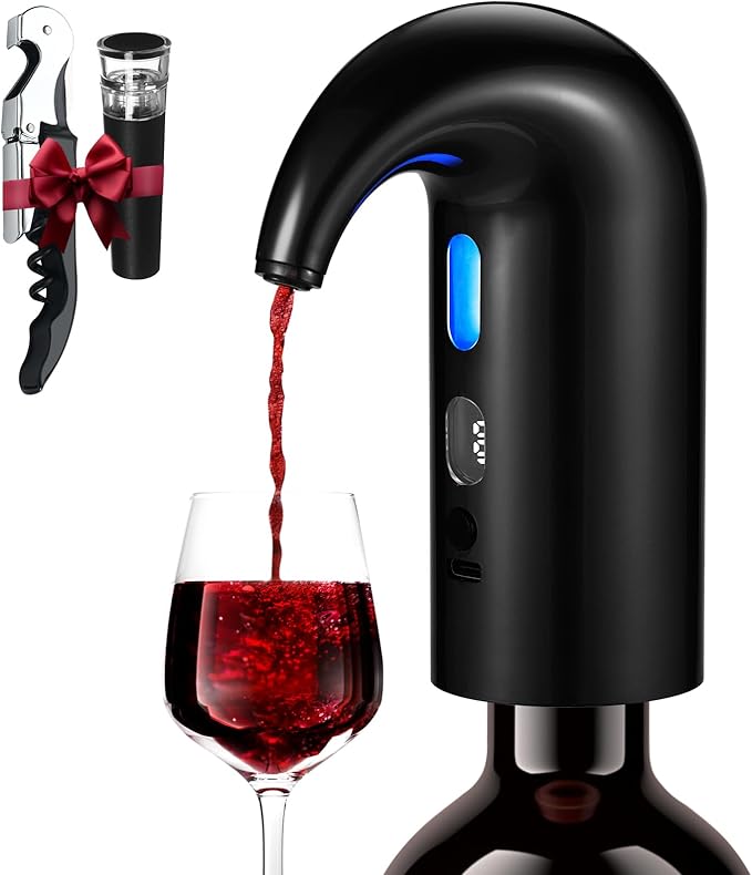 Electric Wine Aerator, Decanter & Dispenser – USB Rechargeable, Gift for Christmas, Housewarming, Birthday, Wedding, Anniversary, and Retirement, Ideal for Wine Lovers, Men and Women