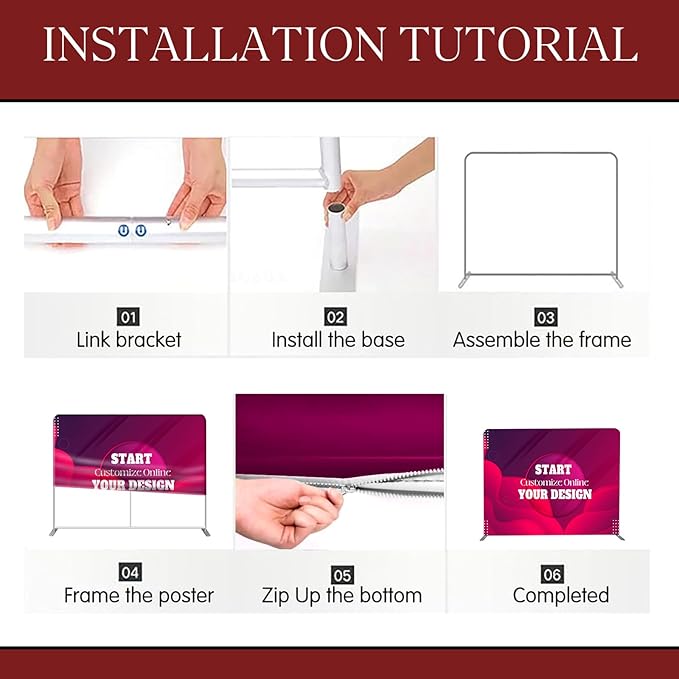 Custom Tension Fabric Display Backdrop Trade Show Backdrop Banner Stand for Weddings, Events, Booth (Double Sided Print 7.5x7.5 Ft)