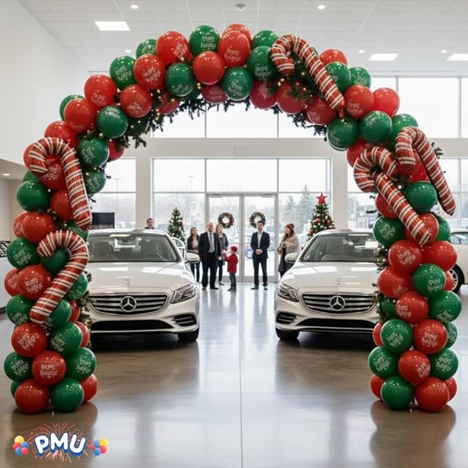 PMU 50 Pcs Christmas 17 Inch Latex Balloons – Red & Green Assorted “Happy Holidays” Party Balloons for Xmas Decorations, Holiday Events, Indoor Outdoor Christmas Party Supplies