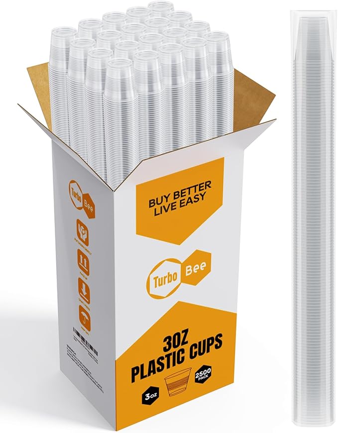 Turbo Bee 2500Pack 3oz Plastic Cups,Disposable Mouthwash Cups,3 Ounce Small Tumblers Ideal for Drinking Tasting, Food Samples