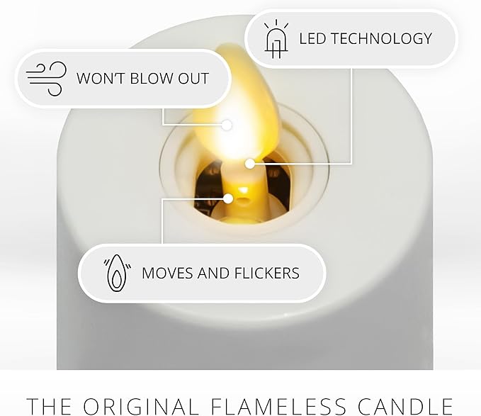 Luminara Moving Flame LED Flameless Tealight (1.4" x 2") Remote Ready Battery Operated Plastic LED Flameless Tea Light - Smooth Matte - Pearl Ivory (2-Pack White)
