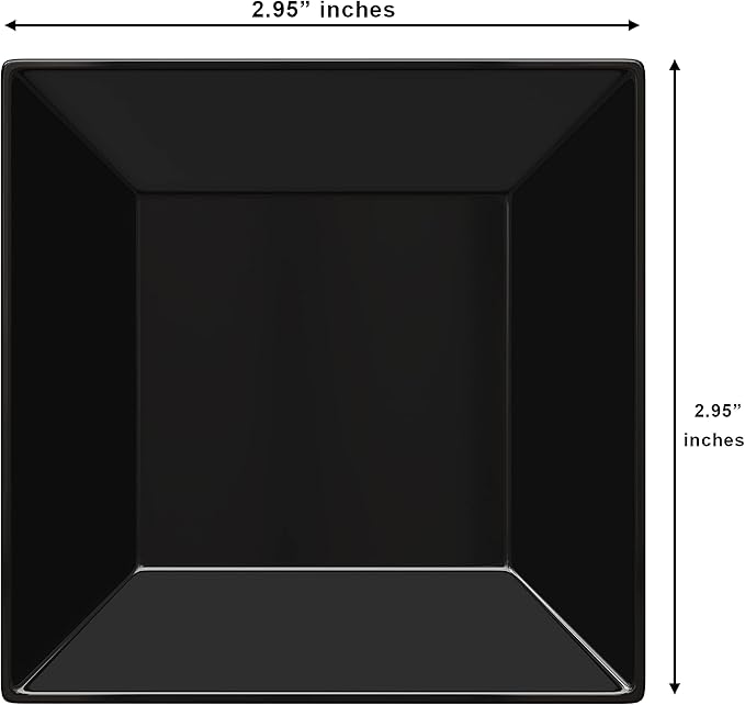 Exquisite Mini Disposable Appetizer Plates - 500 Pack 2.95 In. x in. Black Plastic Dessert Elegant Design for Weddings, Birthdays, and Formal Parties Stackable Convenient BPA Free