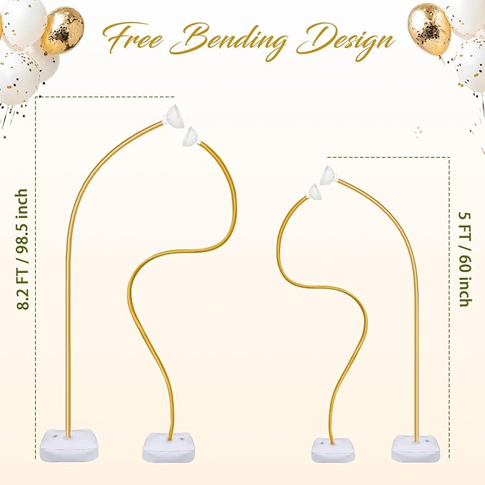OurWarm Balloon Arch Kit with Balloon Pump Electric, 8.2FT & 5FT Gold Half Balloon Arch Stand with Base, Free Bending Arch Frame Backdrop for Wedding Birthday Party Baby Shower Graduation Decoration