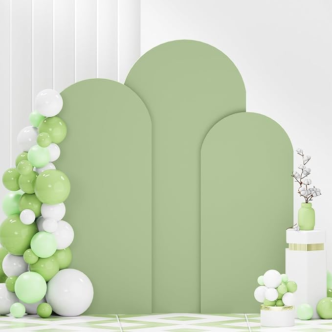 Wedding Arch Stand with Spandex Fitted Arch Backdrop Covers Sage Green Round Top Chiara Backdrop Stands and Arched Stand Covers for Birthday Party Wedding Banquet Arch Decoration