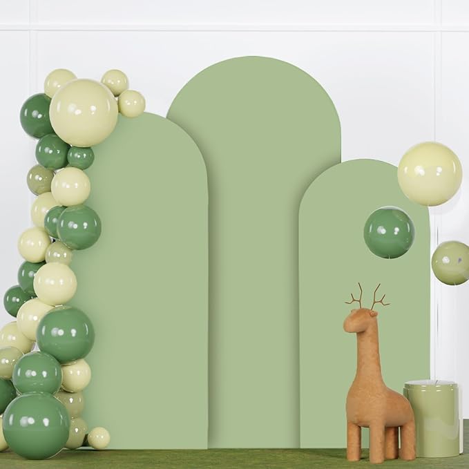 Wedding Arch Stand with Spandex Fitted Arch Backdrop Covers Sage Green Round Top Chiara Backdrop Stands and Arched Stand Covers for Birthday Party Wedding Banquet Arch Decoration