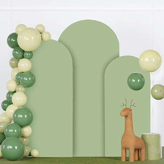 Arch Cover Set of 3 Sage Green Arch Cover Spandex Arch Backdrop Cover Chiara Round Top Arched Covers Backdrop Fabric for Wedding 5FT 6FT 7FT Party Arches Covers for Birthday Baby Shower
