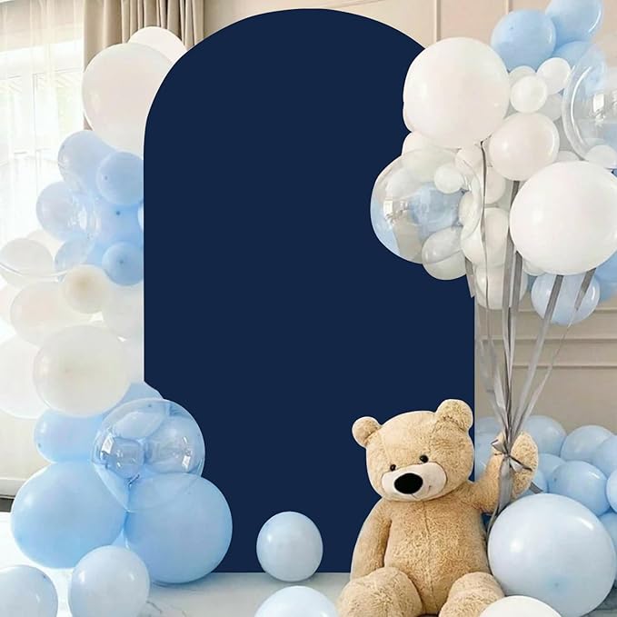 Arch Backdrop Stand and Cover Set 7.2FT Navy Blue Arch Cover Backdrop Fabric for Metal Arched Stands Decor Balloon Arched Stand with Spandex Covers Stretchy Backdrops for Baby Shower Decor