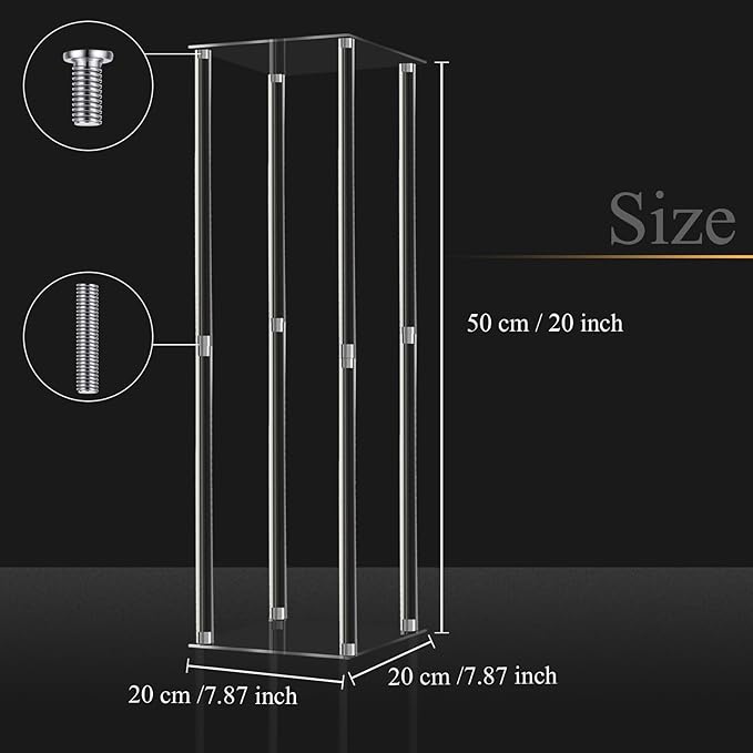 Geetery 20 Pieces Tall Acrylic Vase Wedding Centerpieces Clear Flower Stand Column Geometric Floral Vase Elegant Display Holder for Birthday Party Wedding Table Decorations (20 Inch)
