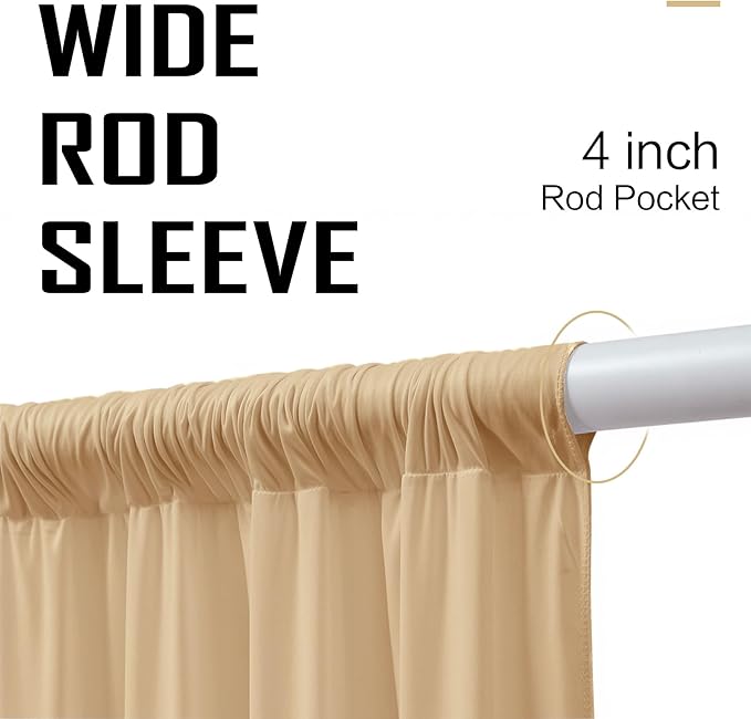 gogoparti 20x12ft Beige Backdrop Curtain for Wedding Parties, 4 Panels (5x12 ft Each) Wrinkle-Free Dackdrop Curtains, Silky Draping Fabric for Birthday Party, Baby Shower, Photo Background