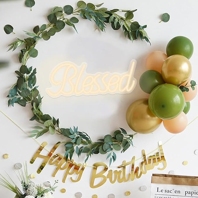 Blessed Neon Sign for Wall Decor Blessed LED Neon Lights for Teen Bedroom Decorations Neon Lights for Reunion Gifts Photo Prop USB 21.7x8.3 Inch (warm white)