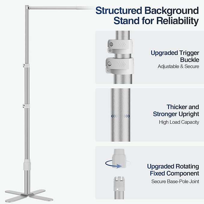 EMART Backdrop Stand Heavy Duty 10x10Ft, Pipe and Drape Photo Background Photography Kit, Adjustable Metal Frame with X-Shaped Base for Wedding Birthday Party Decoration