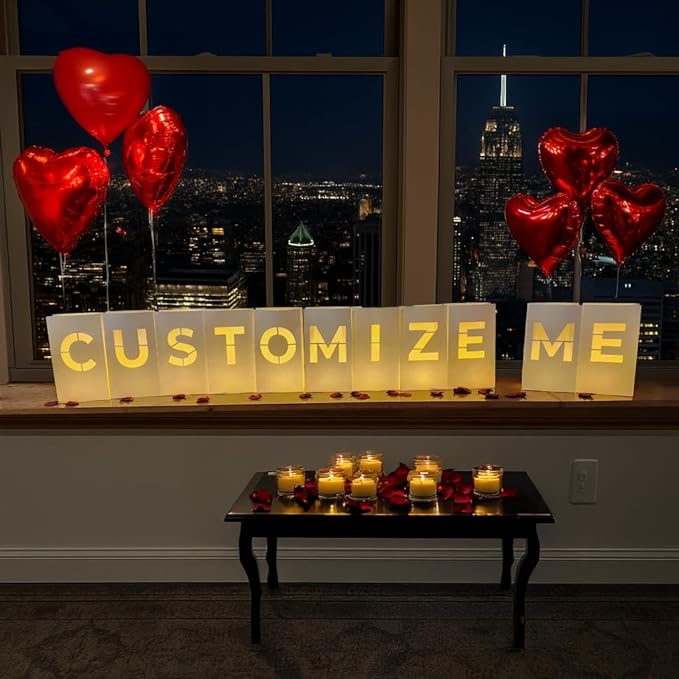 Design Your OWN Customizable Luminary Bags with LED Tea Light Candles, Balloons, and Rose Petals – Romantic Decorations for Proposals, Anniversaries, and Special Moments