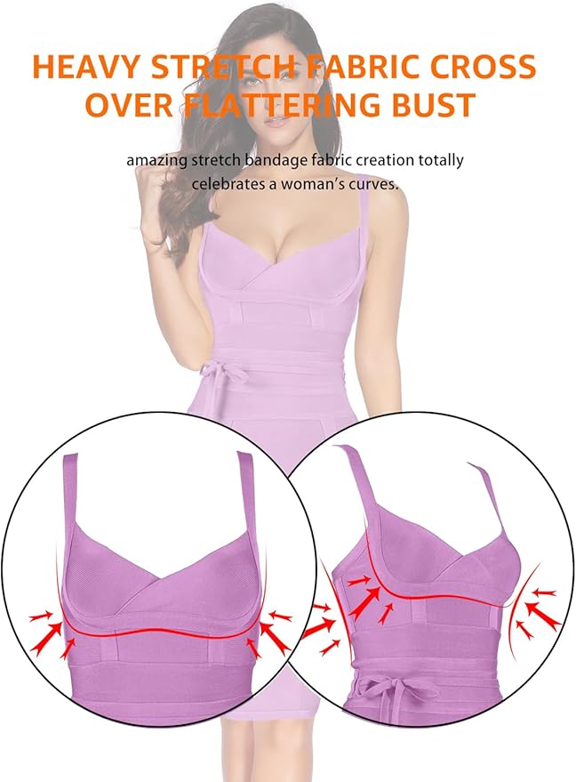 meilun Womens Rayon Belt Detail Bandage Bodycon Party Dress