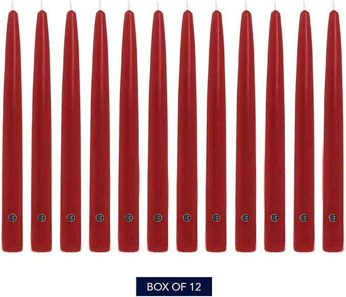 Colonial Candle Unscented Taper Candle, Handipt Collection, Red, 6 in, Pack of 12 - Up to 4 Hours Burn