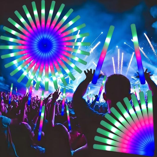 103PCS Light Up Foam Sticks,LED Glow Sticks Bulk Party Pack with 3 Modes Colorful Flashing,Glow in The Dark Party Supplies,Glow Sticks Bulk for Wedding,Halloween,Birthday,July 4th,Concert