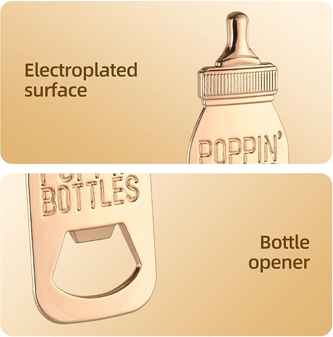 Pack of 48 Baby Shower Favors for Guest Supplies Poppin Bottle Baby Bottle Opener with Exquisite packaging for Baby Shower Wedding Favors Party Souvenirs Decorations(White Pack of 48)