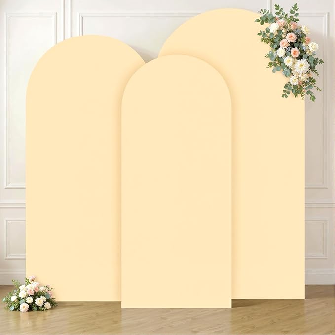Champagne Arch Covers 3 Set - 4FT, 5FT, 6FT Arch Backdrop Cover Spandex Fitted Wedding Arch Stand Covers for Bridal Shower Wedding Baby Shower Birthday Party Banquet Photo Background Decorations
