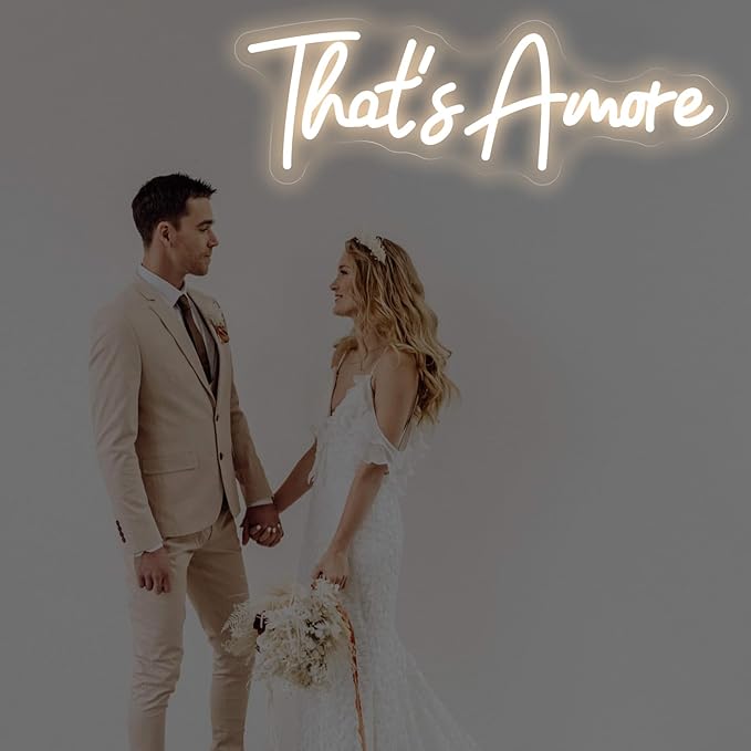 That's Amore Neon Sign, Wedding LED Wall Light, Bedroom Decor, Valentine’s Day Gift, Romantic Home Decor, Engagement Wall Neon, Couples Space, Anniversary, Italian Event 16.5″ × 5.6″