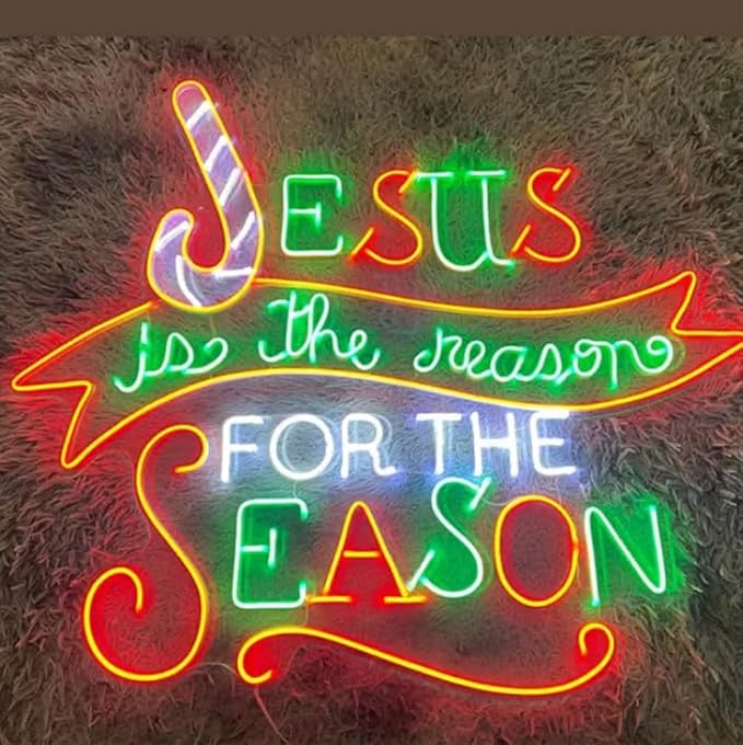 Jesus Is The Reason For The Season Neon Sign, Jesus Christmas Led Sign, Merry Xmas Decor Sign, Merry Christmas Home Decor Size:23inches
