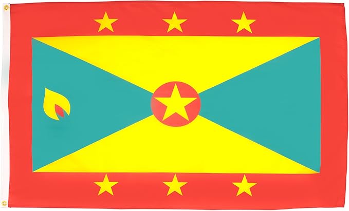 AZ FLAG Set of 10 Grenada Flags – 90 x 60 cm – Grenadine Flag 100% Polyester with Integrated Metal Eyelets
