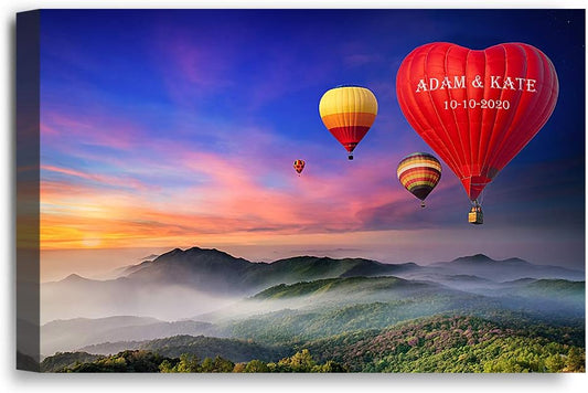 IPIC - Romance on High Personalized Wall Art with Names, Customized Gift for Couple, Customized Canvas for Wedding Anniversary. 30x20