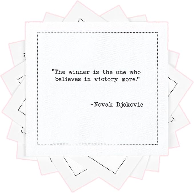 Five Star Funny Tennis Legends Quotes | White Cotton Cocktail Napkins | 50 Luxury Disposable Beverage Napkins with Witty Bar Quotes | Drink Napkins for Parties, Bars, Weddings & Game Nights