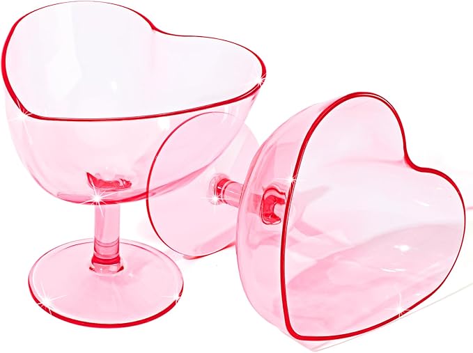 Valentine's Day Pink Couple Glasses Set of 2, Mr and Mrs Champagne Flutes Gift 10 oz Heart Shaped Romantic Martini Glasses Bride and Groom Champagne Flutes Toasting Cups Wedding Party Supply