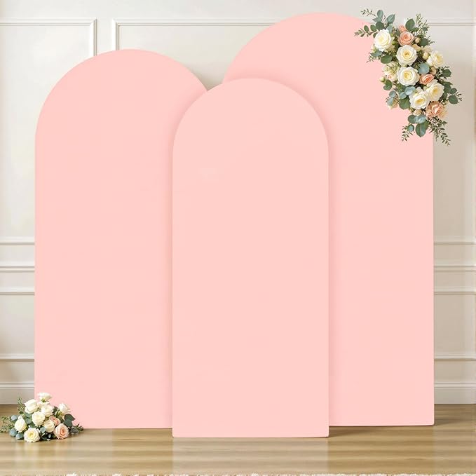 Dusty Rose Arch Cover 3 Set - 6FT, 6.6FT, 7.2FT Dusty Pink Arch Backdrop Cover Spandex Baby Shower Arch Stand Covers for Girls Birthday Party Wedding Bridal Shower Banquet Photo Background Decorations