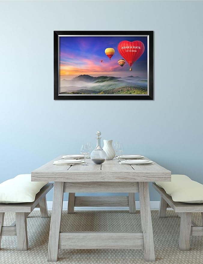 IPIC - Romance on High Personalized Wall Art with Names, Personalized Artwork with Names and Date on, Customized Gift for Anniversary,Wedding,Birthday and Holidays. Framed size: 33x23