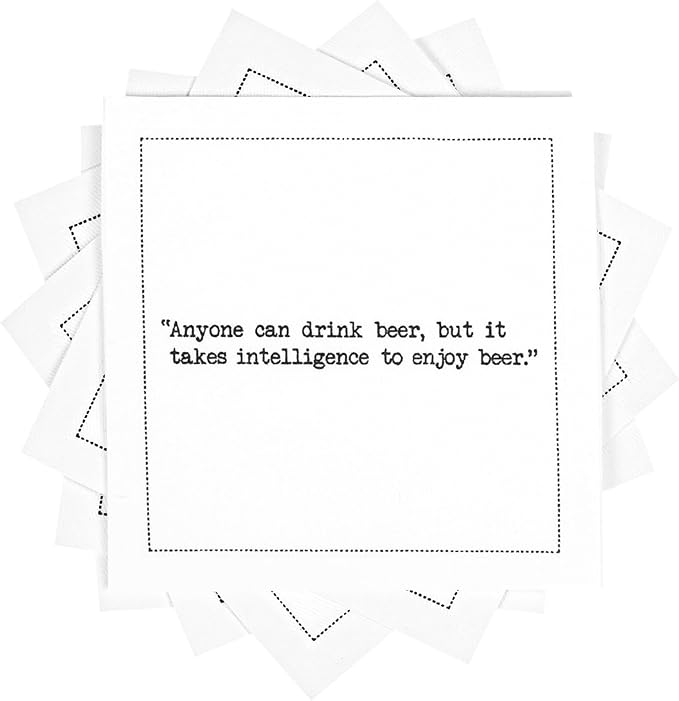 Five Star Funny Beer Quotes | White Cotton Cocktail Napkins | 50 Luxury Disposable Beverage Napkins with Witty Bar Quotes | Drink Napkins for Parties, Bars, Weddings & Game Nights