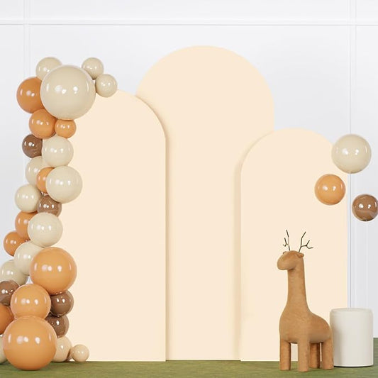 Wedding Arch Cover Beige 5ft 6ft 7ft Spandex Arch Backdrop Cover Set of 3 Balloon Arch Cover Backdrop Fabric for Banquet Chiara Arch Stand Cover for Bridal Shower Party Decorations