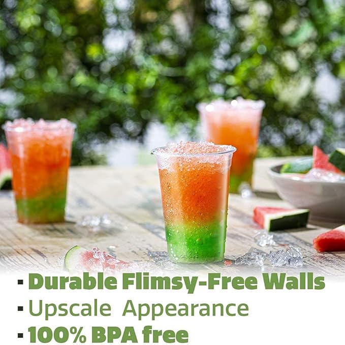 Comfy Package [Case of 1,000 10 oz. Crystal PET Clear Plastic Cups for Party - Ideal for Cold Beverages, Smoothies, and Parties