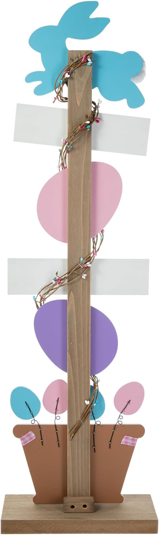 Glitzhome 35.5"H Easter Wooden Bunny and Eggs Porch Decor, Easter Welcome Sign Decorations for Home or Yard