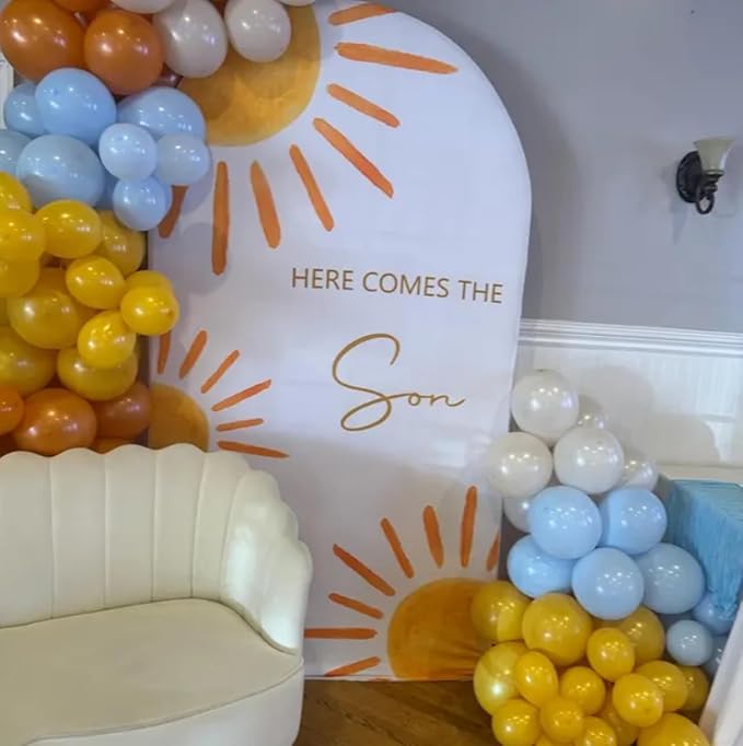 Here Comes The Son Arch Backdrop Cover First Trip Around The Sun Baby Shower Decorations Arch Spandex Cover Groovy Sunshine Birthday Party Fiesta (6x2.6ft Cover,24)