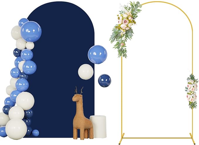 Arch Backdrop Stand and Cover Set 7.2FT Navy Blue Arch Cover Backdrop Fabric for Metal Arched Stands Decor Balloon Arched Stand with Spandex Covers Stretchy Backdrops for Baby Shower Decor