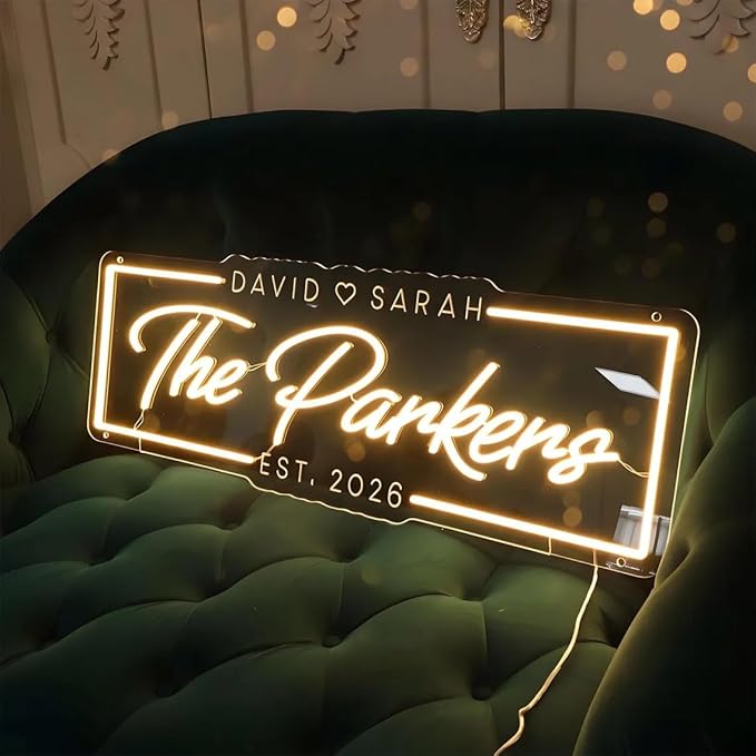 Custom Wedding Name Neon Sign Last Name With Est Neon Light Personalized Couple Name Sign Wedding Backdrop Wall Decor Engagement Valentine's Day Gift