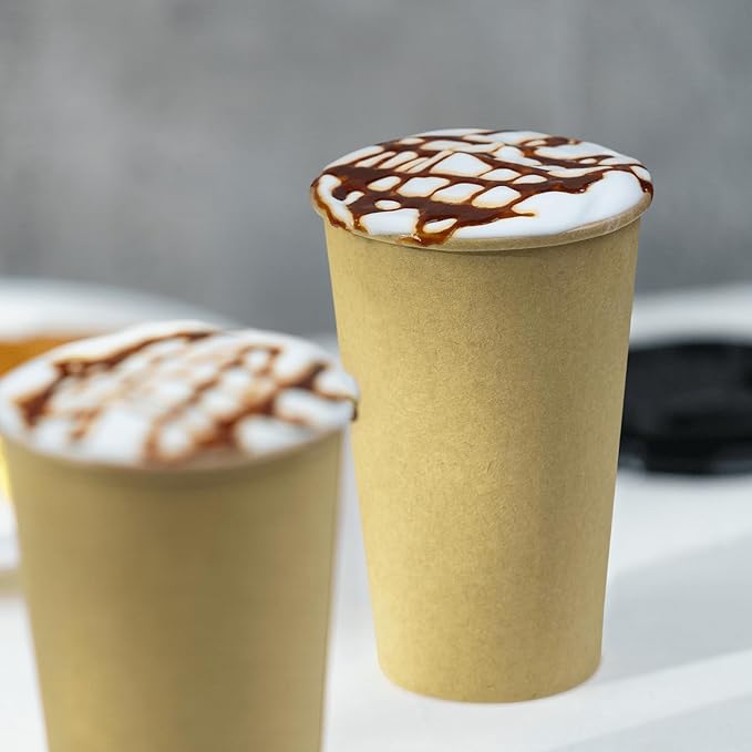 Karat 16z Kraft Paper Coffee Cups [1,000 ct] Disposable, Leak-Resistant Double Poly-Lined Hot Cups | Ideal for Cafes & Offices, 90mm