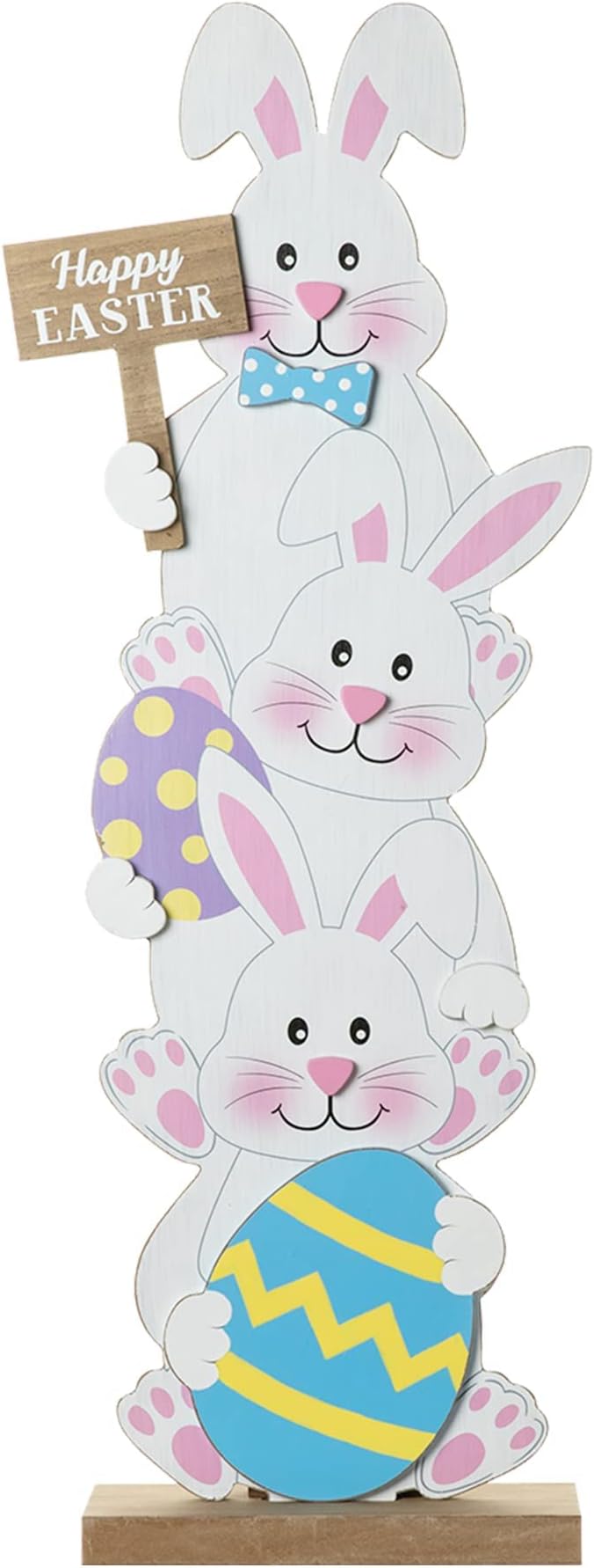 Glitzhome 30''H Easter Wooden Bunny Porch Decor, Standing Bunny Sign Decoration for Home or Yard