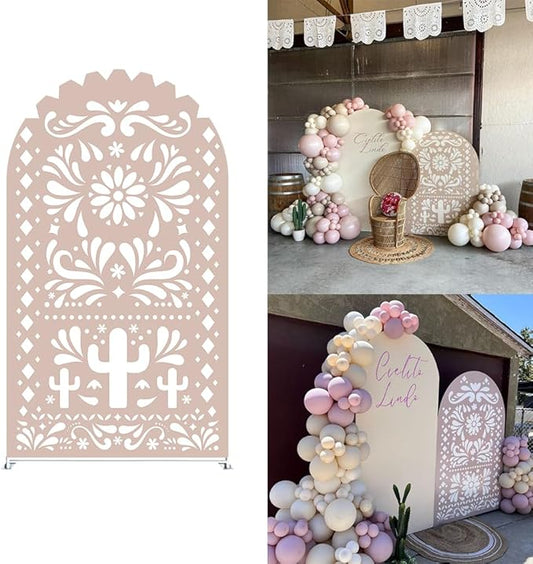 Beige Arch Backdrop Cover Birthday Party Baptism Cutie Baby Shower Arch Stand Spandex Covers Wedding Mexican First Fiesta Parties Decorations (3X6ft,G3762)