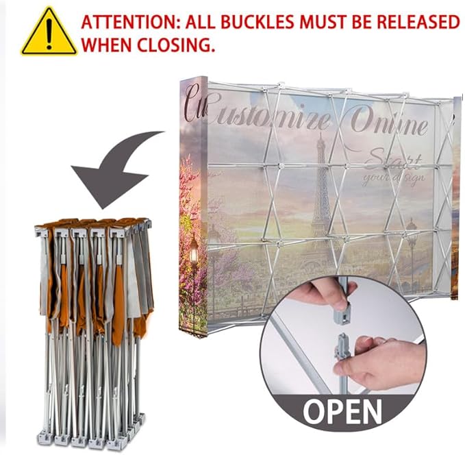 Customize Trade Show Fabric Pop Up Display Tension Fabric Banner Portable Aluminum Display Store Sign Holders Booth Holder Print and Frame Set 7.5×7.5 FT