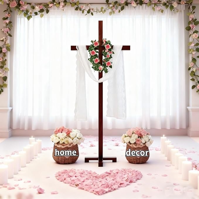 Rozozo Assembly Maximum 71Inch(180cm) Adjustable Large Wooden Handmade Cross,Oversized Stand Tall Yard Cros,Wall Cross Decoration,Catholic Easter Wedding Christmas Outdoor Cross-2