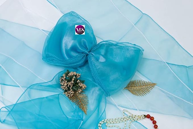 VDS Pack of 175 | Light Teal | Organza Chair Sashes Crystal Sheer Tulle Dining Chair Bows Tie Ribbon for Wedding Birthday Graduation Engagement Ceremony Event Party Banquet Venue Hotel Decoration