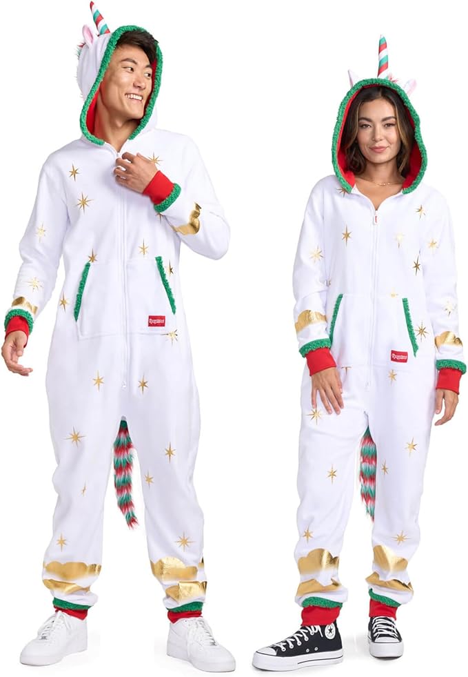 Tipsy Elves Christmas Onesies for Adults - Comfy Unisex Matching Holiday Jumpsuits with Convenient Pockets